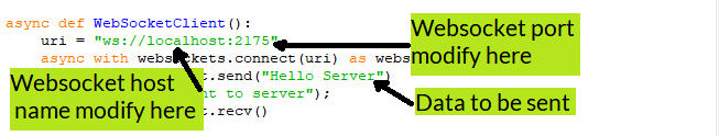Python WebSockets Client code